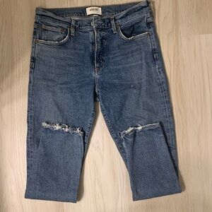Agolde Classic Cropped Blue Denim Jeans